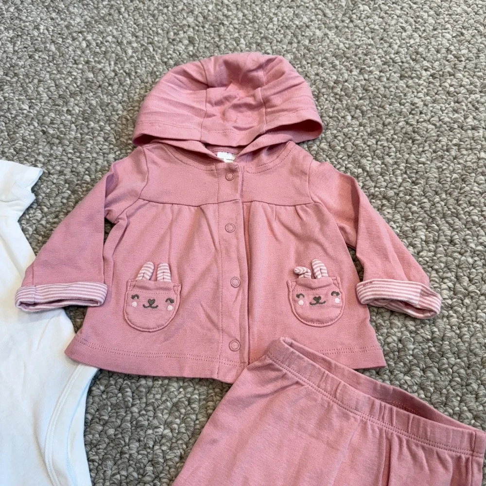 Carters Baby Girls 3 Piece Bunny Set Pink White‎ I Love My Daddy Size 3 Months